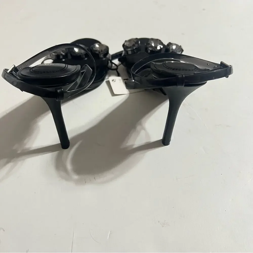Zara EMBELLISHED VINYL HEELED SANDALS - Picture 16 of 16